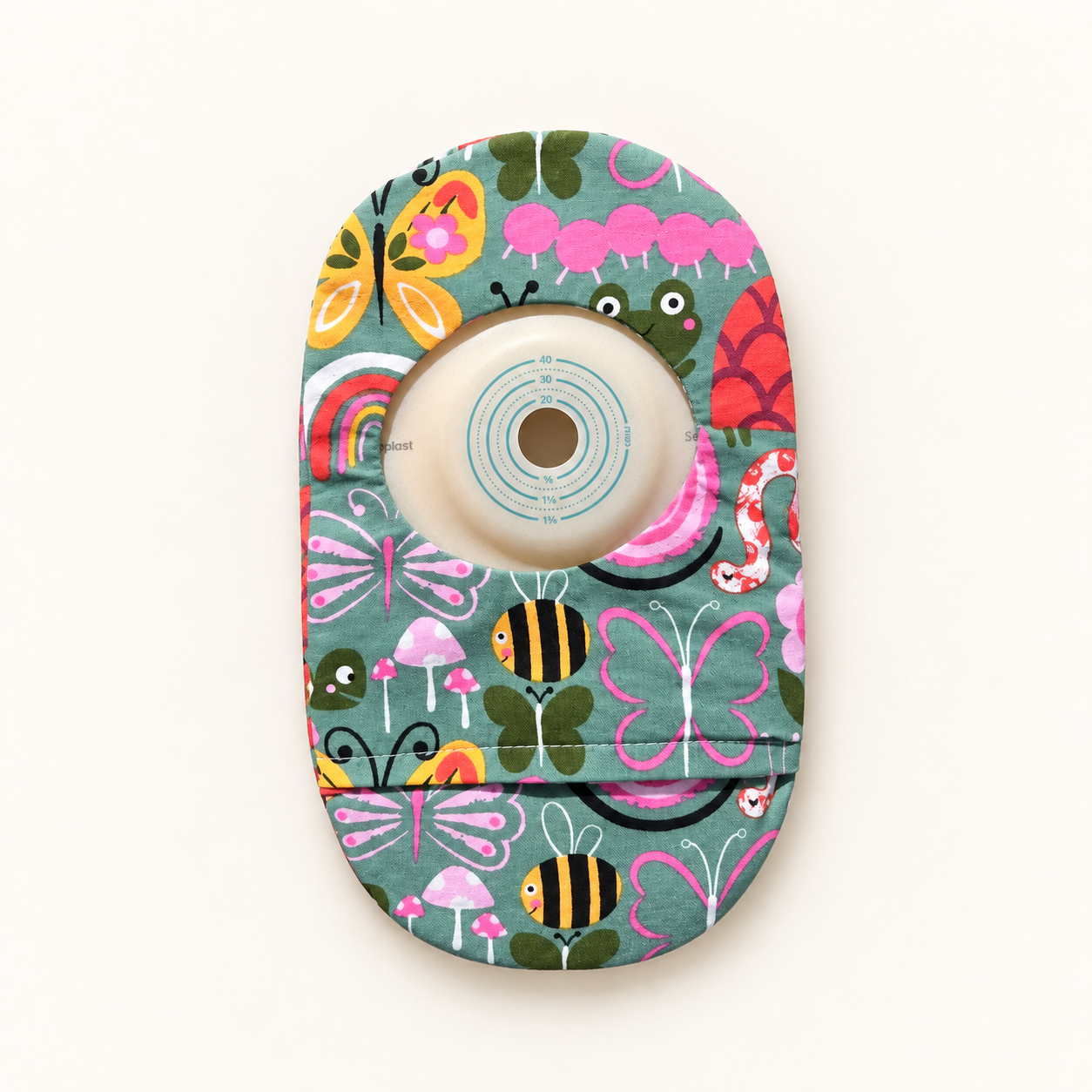 Rückseite Stoma Cover im Gartenfreunde-Design
